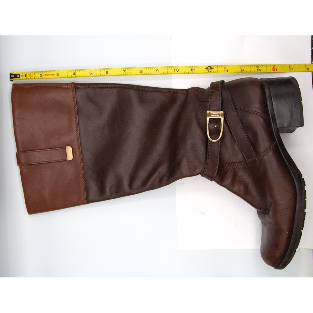 Bandolino Leather Knee High Riding Boots Brown‎ Buckle Zip Women's Size - Picture 4 of 11